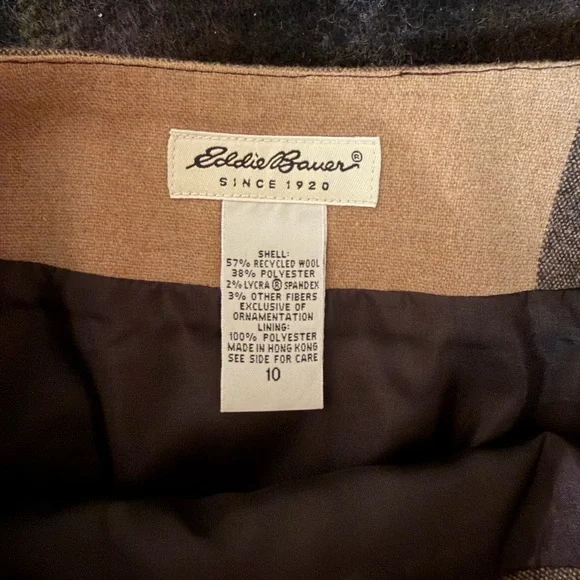 4/$15 Eddie Bauer Checkered Brown and Tan Mini Skirt - Picture 5 of 7